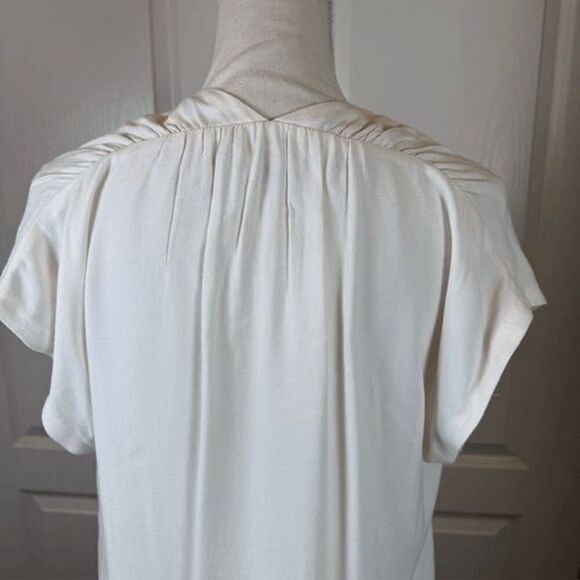 Rebecca Taylor Silk Blouse Ivory White Sleeveless with Gold Zip Detail Size 8 - Picture 4 of 9
